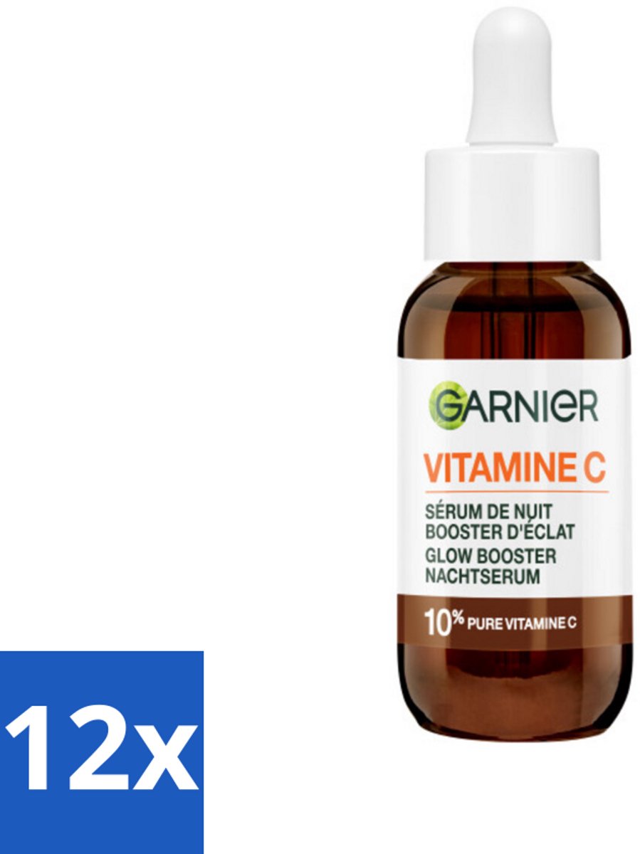 12 x Garnier - SkinActive - Nachtserum - Anti-Pigmentvlekken - 10% Vitamine C & Hyaluronzuur - 30 ml - Nachtcreme - Vitamine C Serum - Anti Pigmentvlekken - Hyaluronzuur - Anti-rimpel Serum