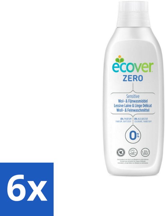 6 x Ecover - Vloeibaar wasmiddel - Wol & Fijnwas - 1 liter - Wasmiddel Wol - Wasmiddel Zijde - Fijnwasmiddel - Wasmiddel Delicate Stoffen - Ecologisch Wasmiddel