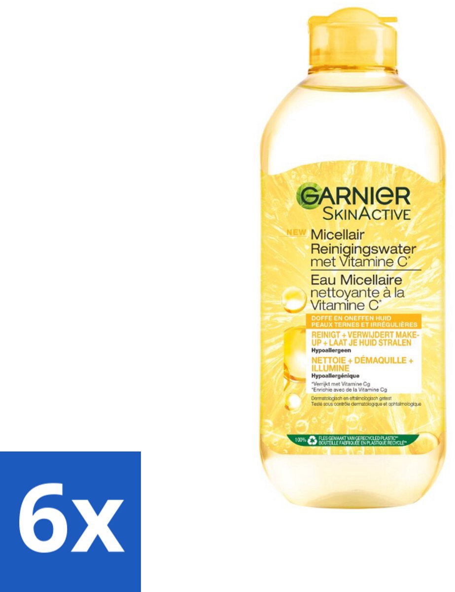 6 x Garnier - SkinActive - Micellair Water - Vitamine C - Reinigingswater - 400 ml - Micellair Water - Reinigingswater - Vitamine C - Garnier - Stralende Huid