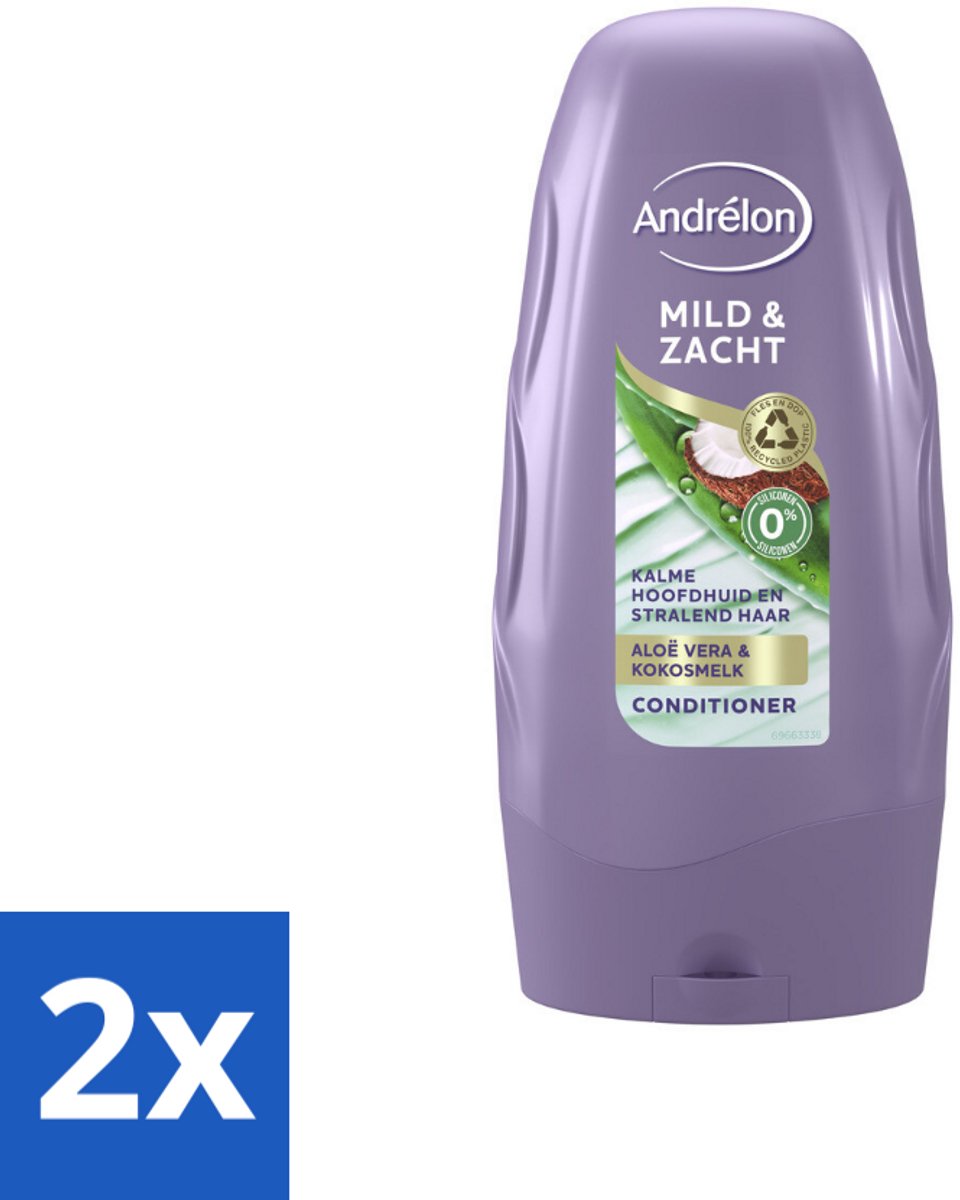 2 x Andrélon - Mild & Zacht - Conditioner - 250 ml - Haar Conditioner - Milde Conditioner - Gevoelige Hoofdhuid - Droge Hoofdhuid - Aloë Vera