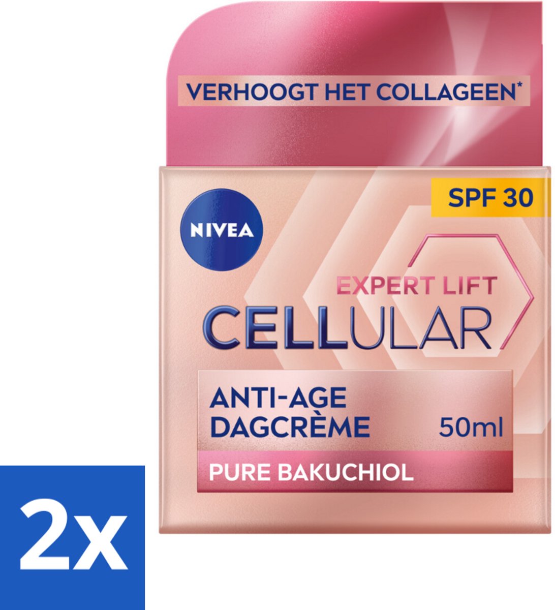 2 x NIVEA - CELLular Expert Lift Dagcrème - Anti-Veroudering Crème - SPF 30 - Voor alle huidtypen - Met Bakuchiol & Hyaluronzuur - 50 ml - Nivea Anti-aging - Anti-rimpel Crème - Dagcrème - Bakuchiol - Hyaluronzuur