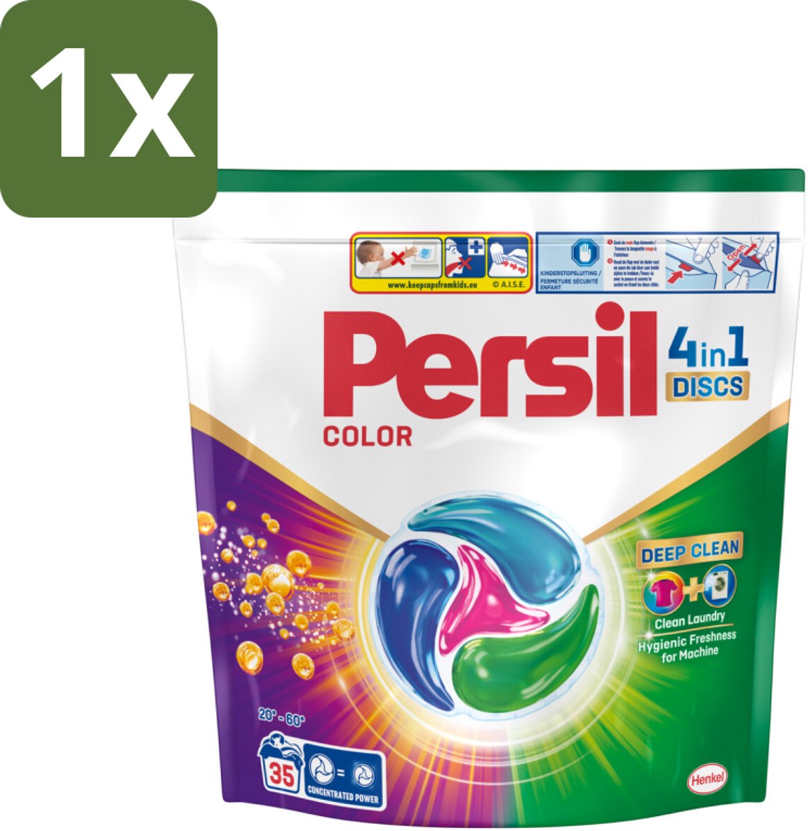 1 x Persil - Wasmiddel - Discs Color - Voor Gekleurde Was - Krachtige Vlekverwijdering - 35 wasbeurten - Persil Color 4in1 Discs - Gekleurde Was - Vlekverwijdering - Kleurbescherming - Frisheid