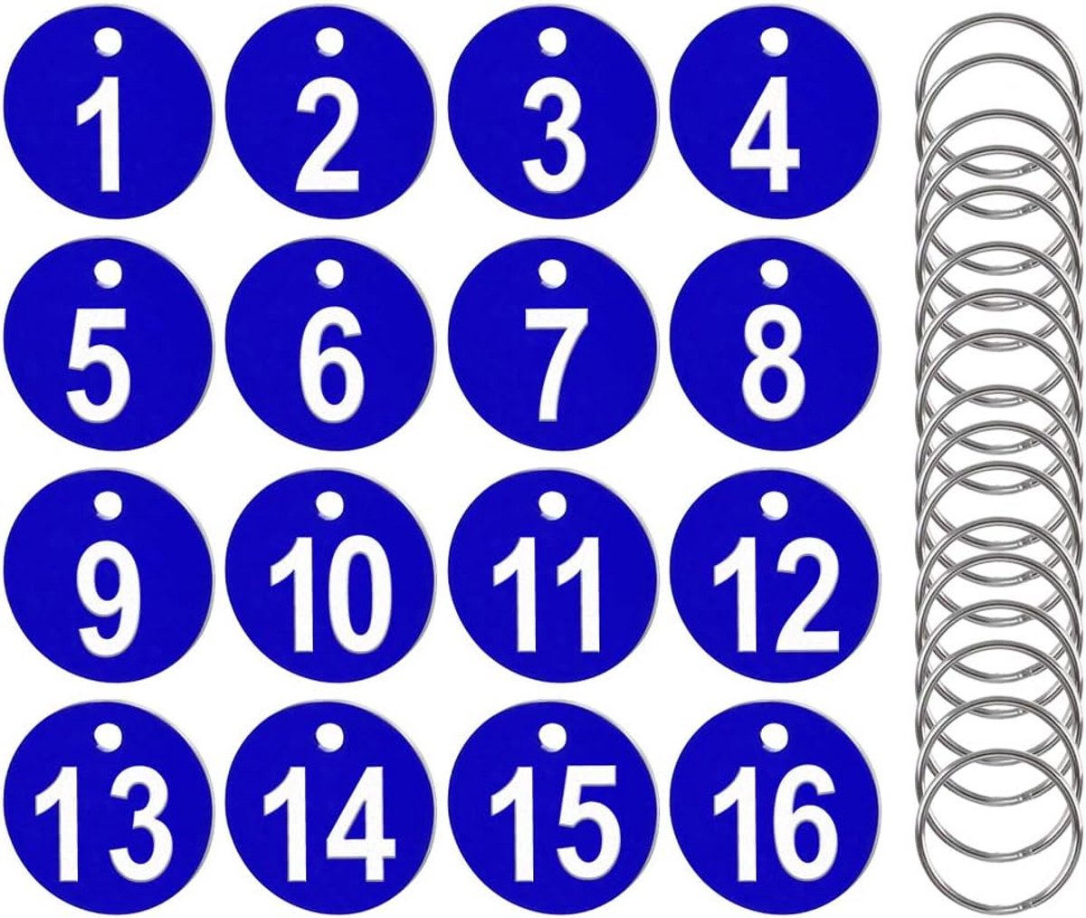 Nummermarkeringen set van 50 - kunststof sleutelhangers - duurzame nummering - ideaal voor organiseren van sleutels - ShopVlot