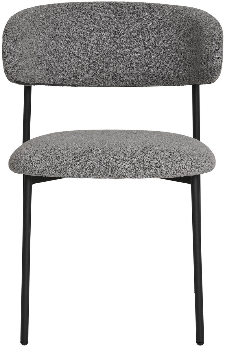 House Nordic Eetkamerstoel Mira - Bouclé - Metaal - Lichtgrijs - Set van 2