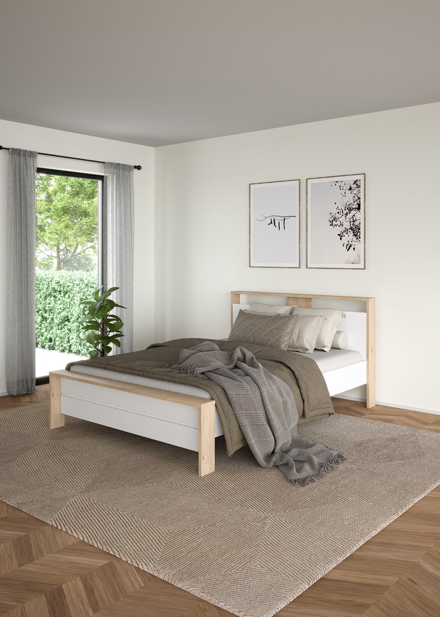 Giga Living Bed Jackson - Wit Hoogglans - 150x225cm