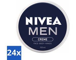 Nivea Men 24 x NIVEA MEN - Crème - Bodycrème - 150 ml - Crème Voor Mannen - Gezicht Verzorging - Lichaam Verzorging - Handen Verzorging - Droge Huid
