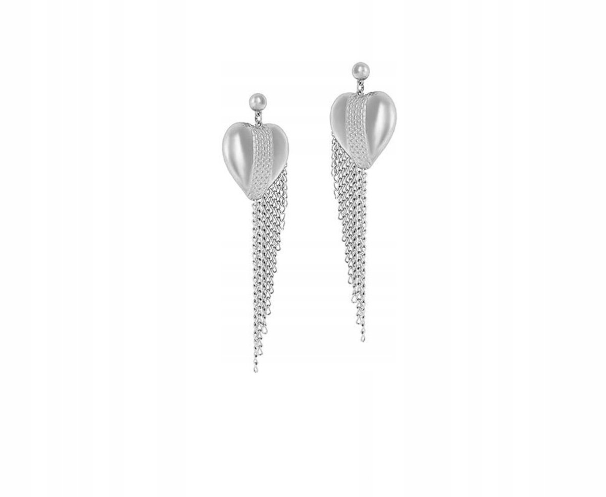 Zilverkleurige hartjes oorbellen met ketting