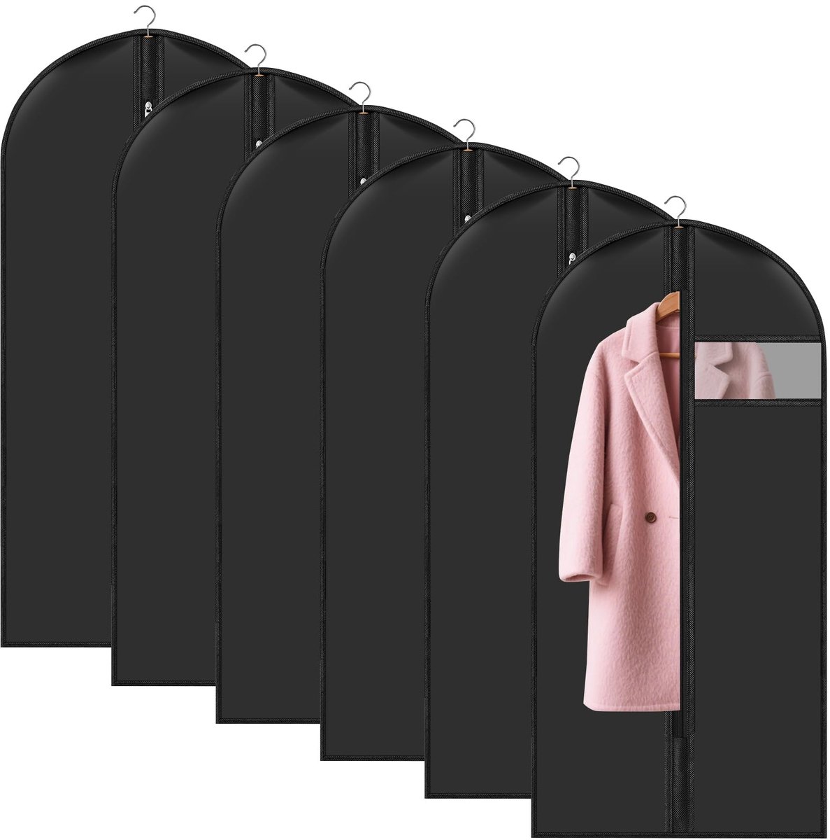 Famanu – Set van 6 kledinghoezen, 60 x 120 cm, stofdicht en waterdicht, met ritssluiting voor overhemden, kostuums en jassen