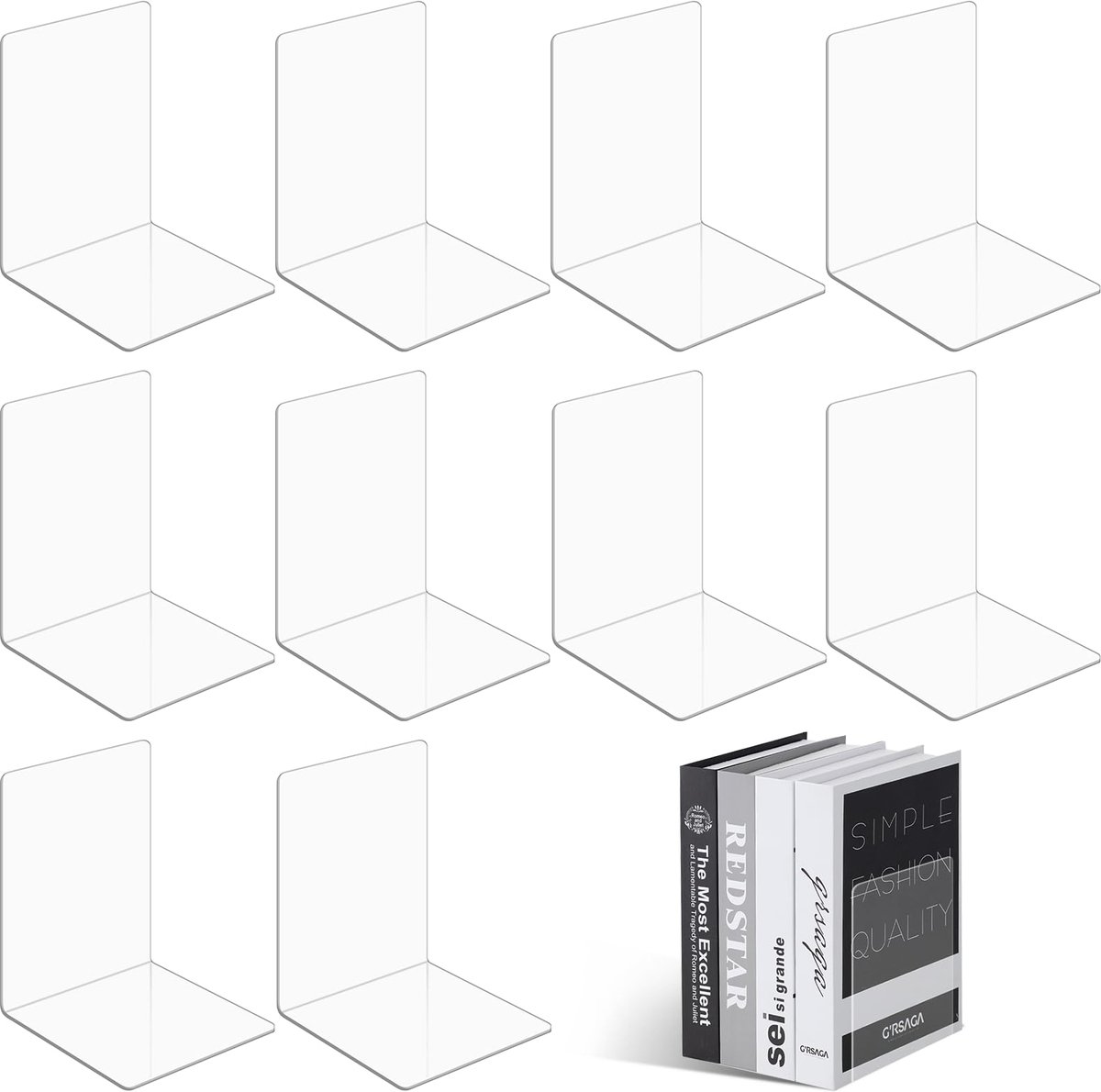 Famanu – Transparante acrylboekensteunen voor slaapkamer, bibliotheek, kantoor en school