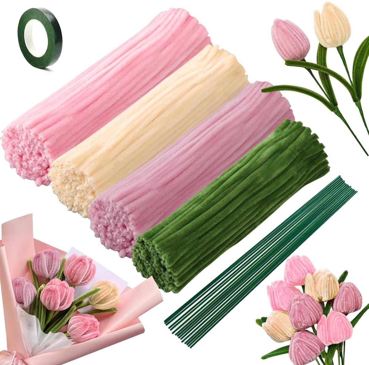Pipe cleaners - Roze - 240 stuks - Buigzame Chenilledraad voor Knutselen - Creatief Gebruik