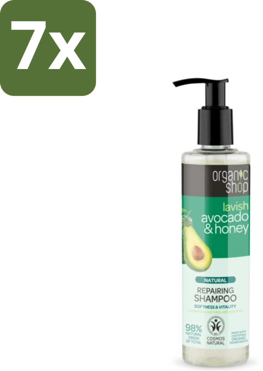 Organic Shop - Natural Repairing Shampoo - Avocado & Honey - Hydraterend en Herstellend - 280 ml - Bulkverpakking - 7 stuks