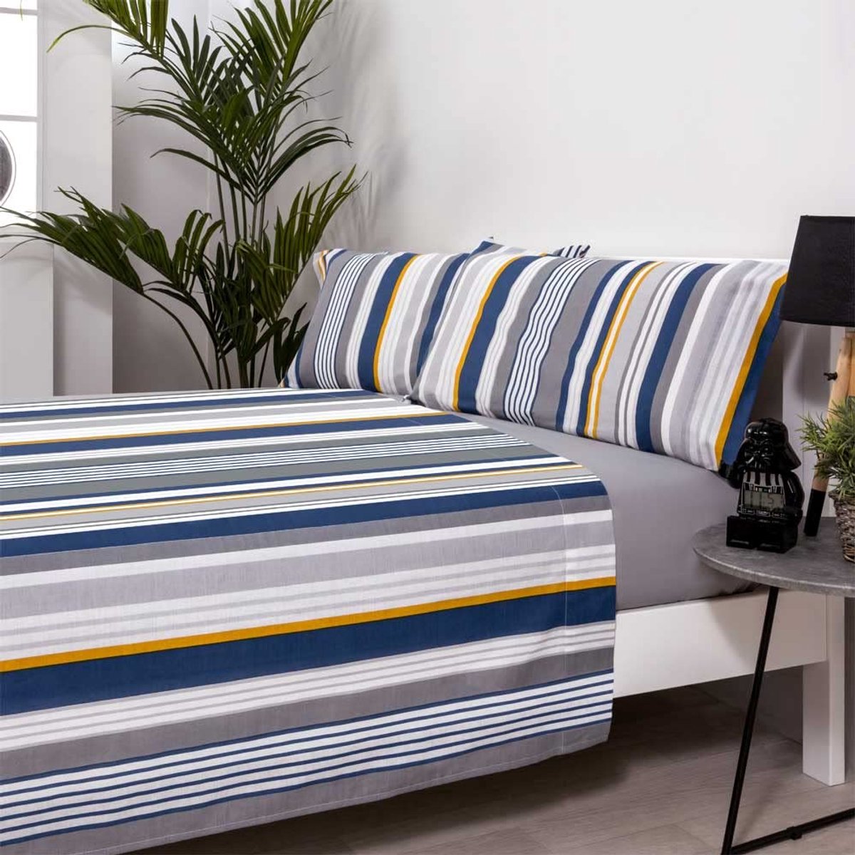Beddengoedset 180x200 - wit en grijs - 50% katoen, 50% polyester - comfortabel slapen - ShopVlot