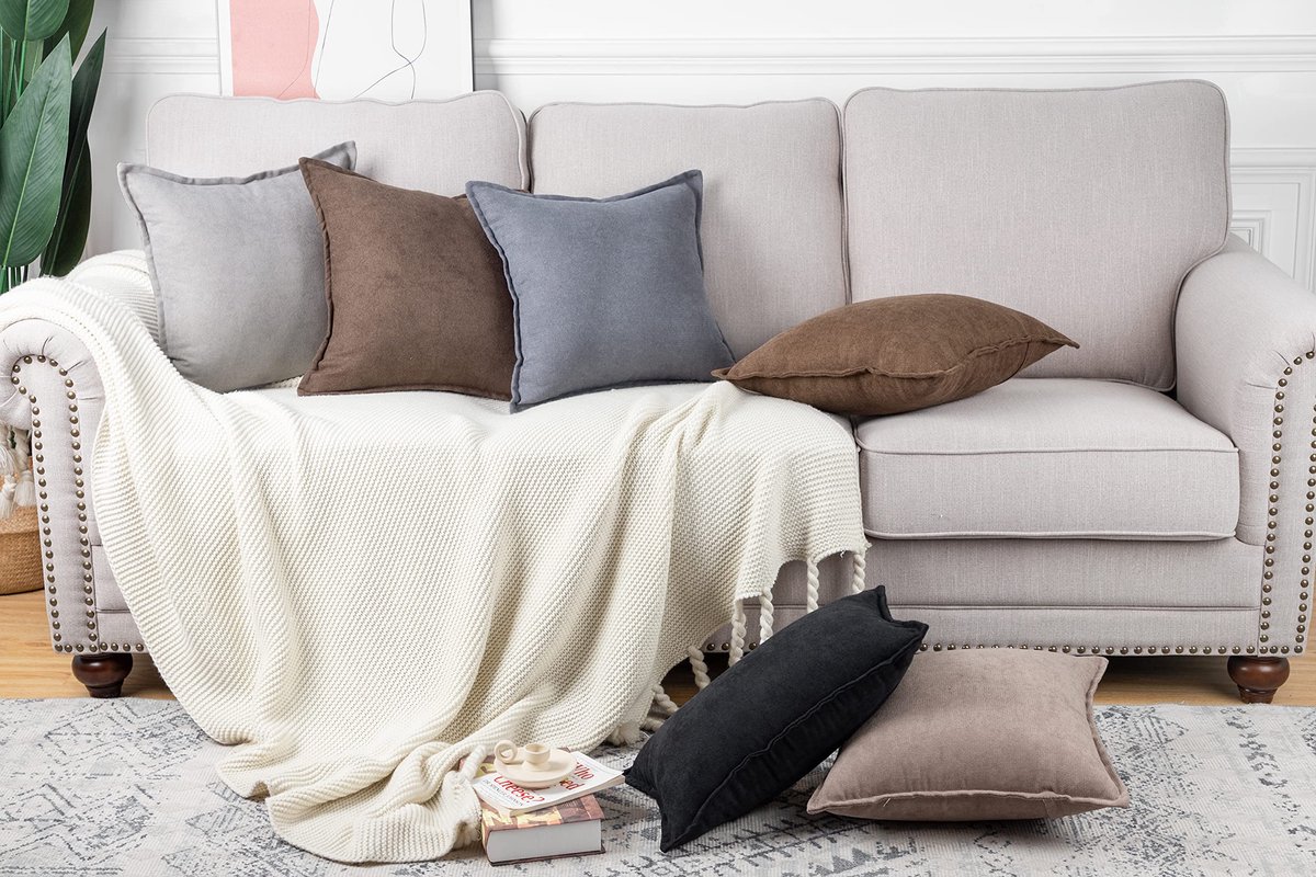Kussenhoezen 40x80 cm - Korte Chenille - Licht Taupe - Zacht en decoratief - ShopVlot