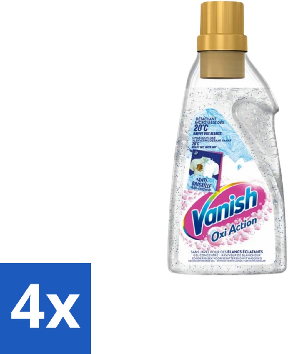 Vanish - Vlekverwijderaar - Oxi Action Booster Gel Whitening - Voor Witte Was - 750 ml - Voordeelverpakking - 4 stuks