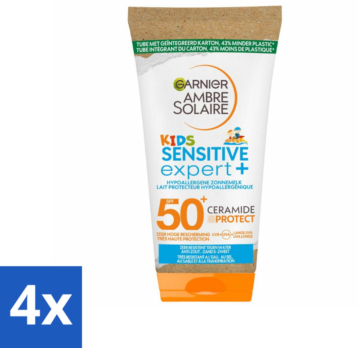 Garnier - Ambre Solaire - Zonnemelk - Kids - SPF 50+ - Reisformaat - 50 ml - Voordeelverpakking - 4 stuks