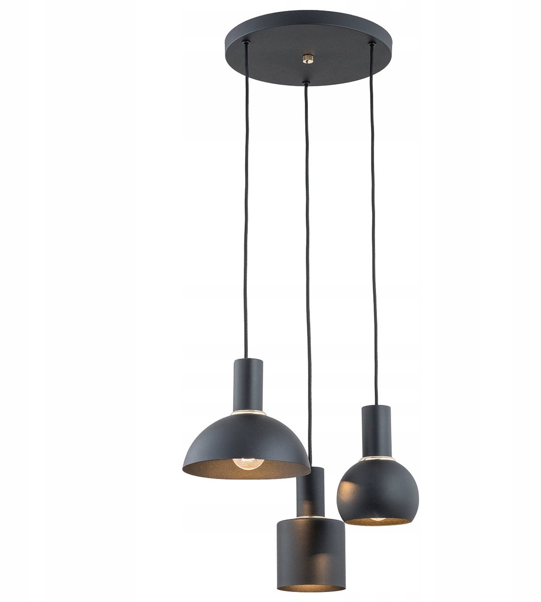 Merkloze Hanglamp Zwart Metaal met 3 lichtpunten, E27