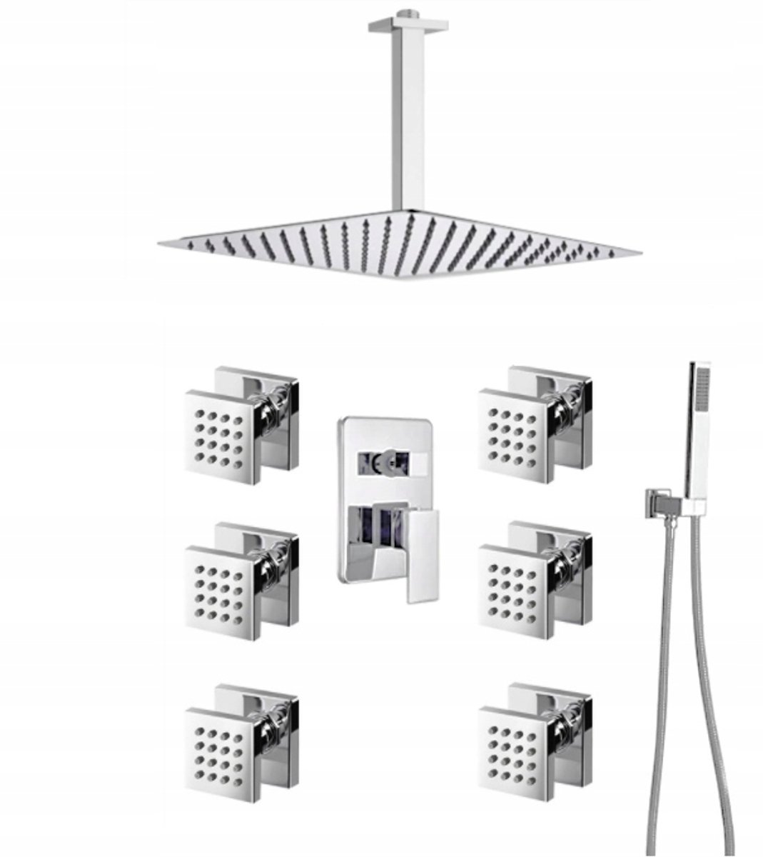 Merkloos Inbouw Doucheset met Regendouche 30cm & Massagedozen