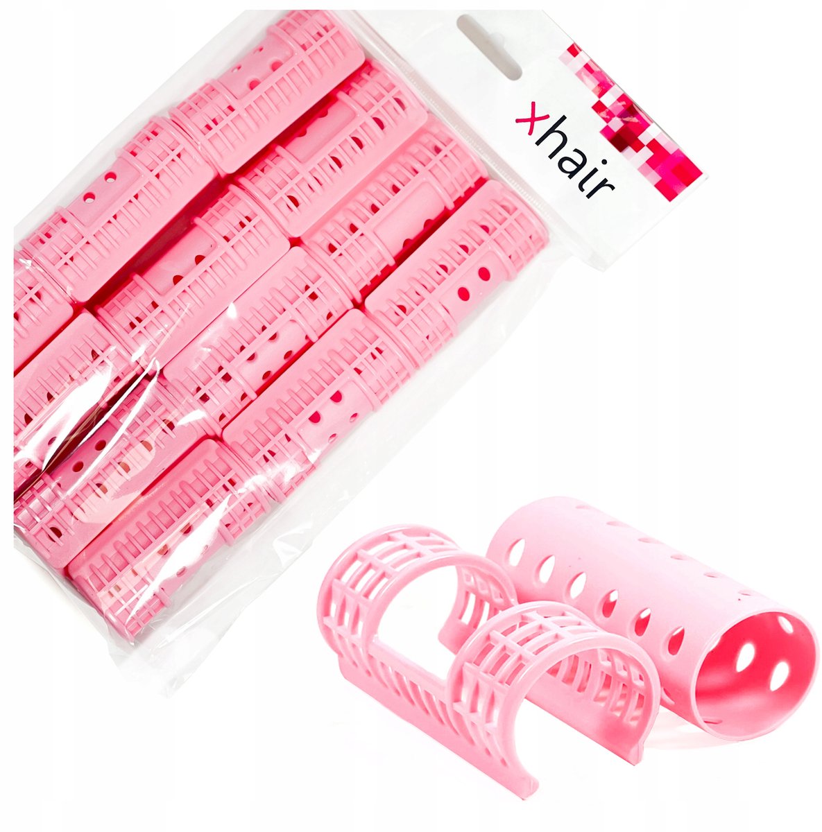 Roze Haarrollers met Kliksluiting - Zonder Hitte - 28mm - 12 Stuks