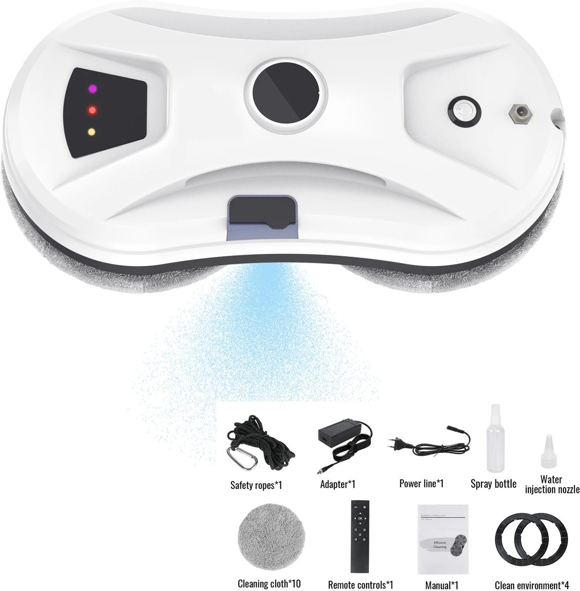 Vedder House - Glazenwas robot - Robot window cleaner - Voor binnen en buiten - Met afstandsbediening - Automatische watersproeier