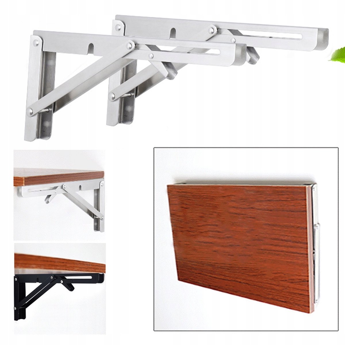 2x Opvouwbare Plankdragers 200mm - Zwaar belastbaar, RVS