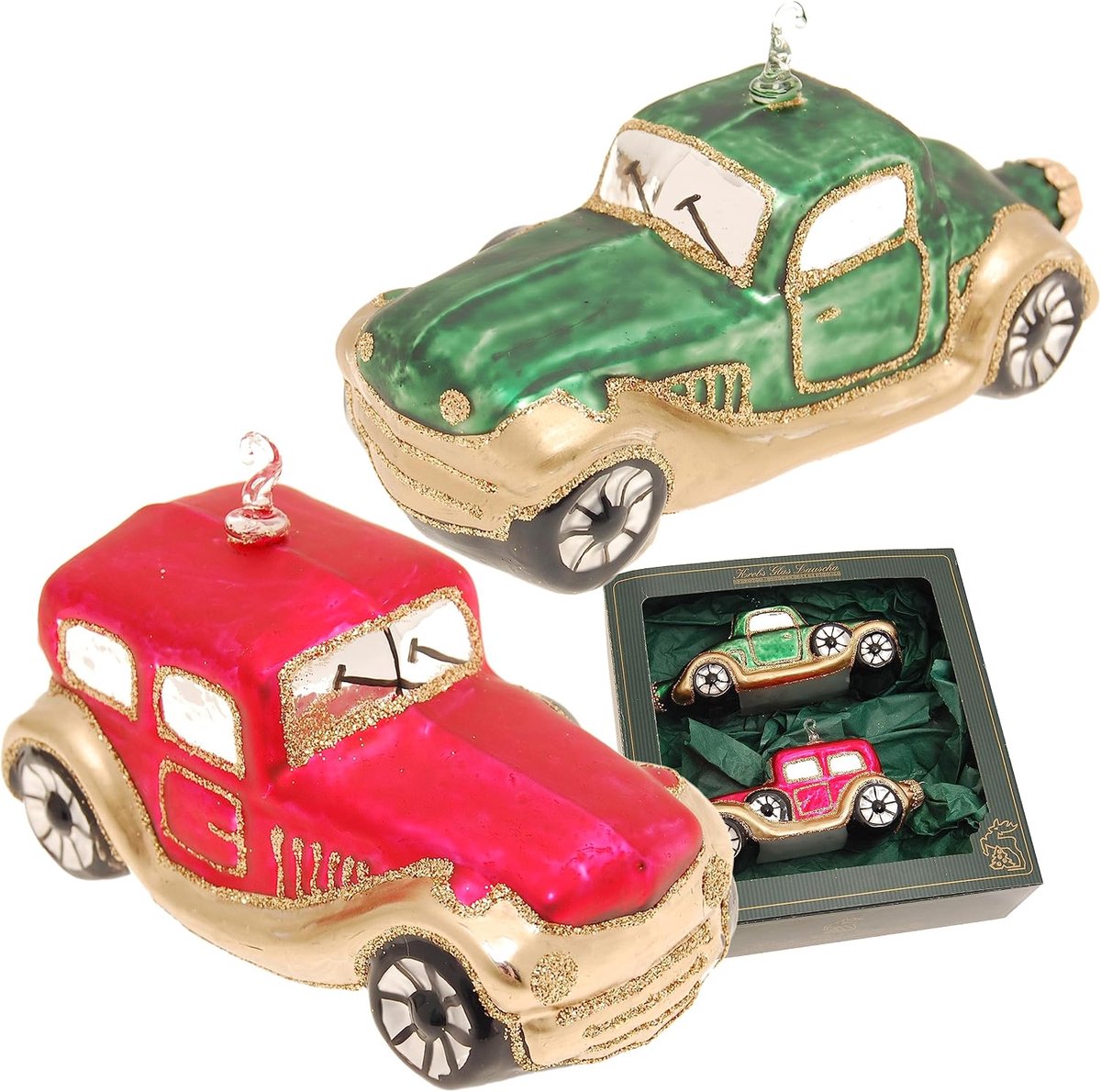 Krebs Glas Lauscha - Christmas tree decorations/Christmas tree pendants made of glass - Motive: Retro Car - ShopVlot