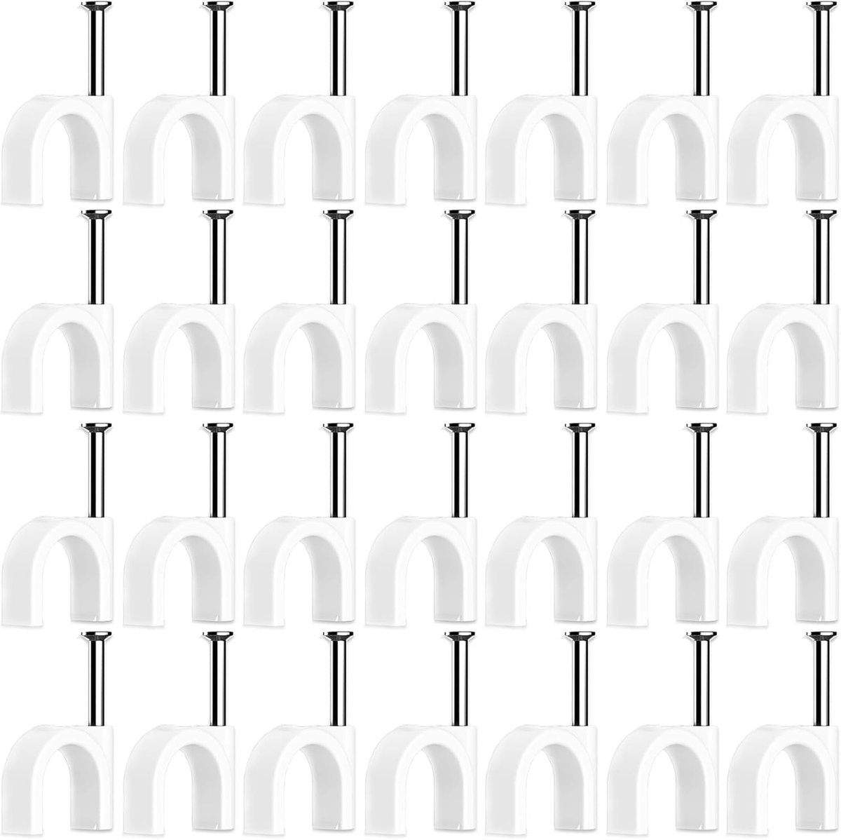 Pack of 100 Cable Clips, Nail Clips, Cable Clips, Nail Clips, Wall Cable Holder, Ceiling, with Nail, for Cables - ShopVlot