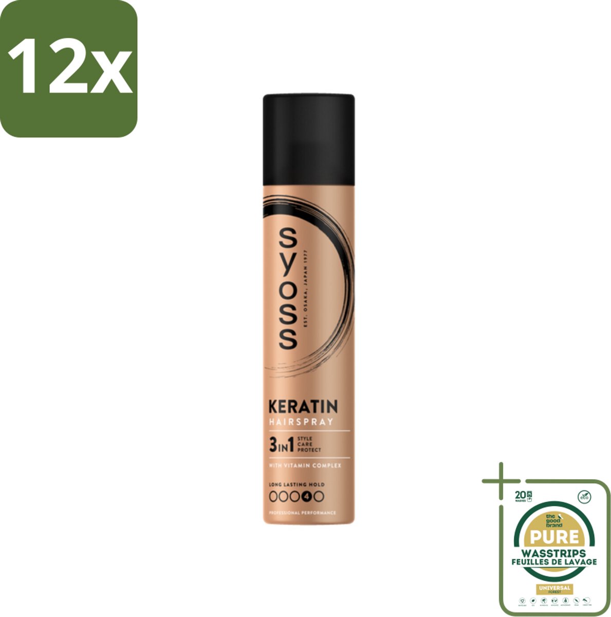Syoss - Keratin - Haarspray - Versterkt & Fixeert - 300 ml - Voordeelverpakking - 12 stuks - Haarverzorging - Keratin