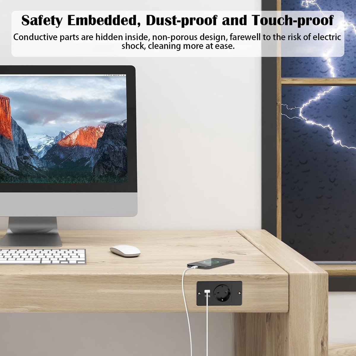 Ingebouwde Stekkerdoos - Zwart - 1,5 m - Tafelstopcontact met USB-A poorten - Voor Thuis en Kantoor