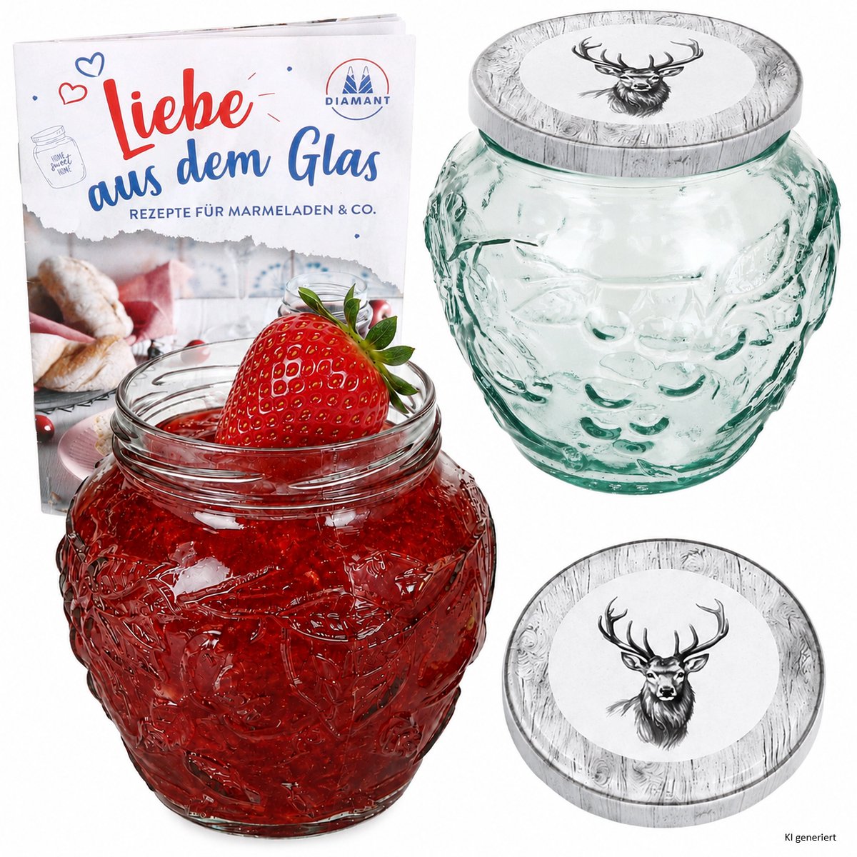 2-delige set jamfles 580ml FRUTTA VASO met fruit-relief + TO82 deksel Alois Hirsch