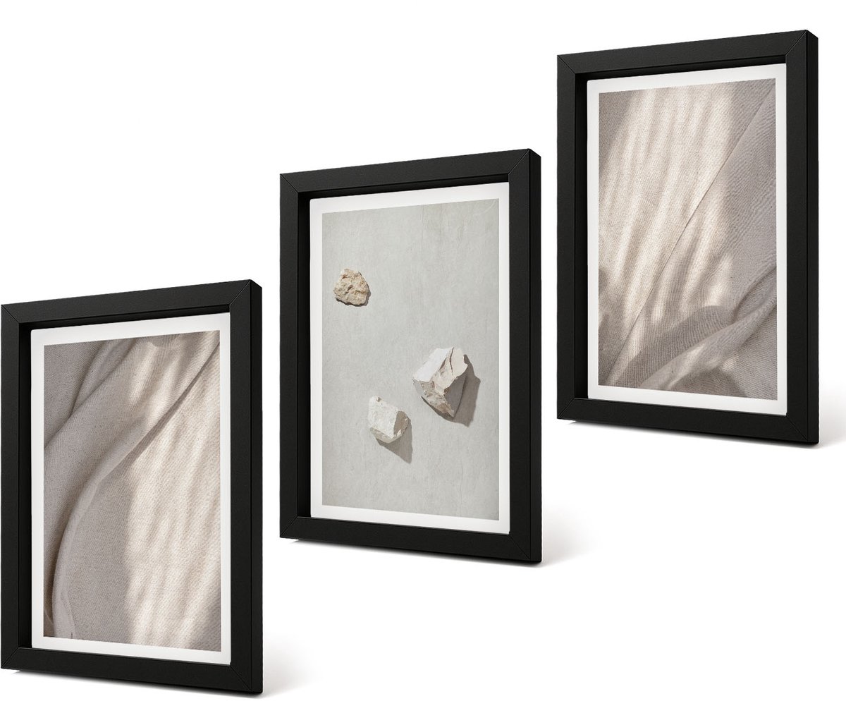 Coloray 4-Delige Schilderij Set - Close-ups van moderne boho-stijl structuren - 20 x 30 cm - Decoratieve Schilderijen - Woonkamer - Interieur - Woonkamer Decoratie