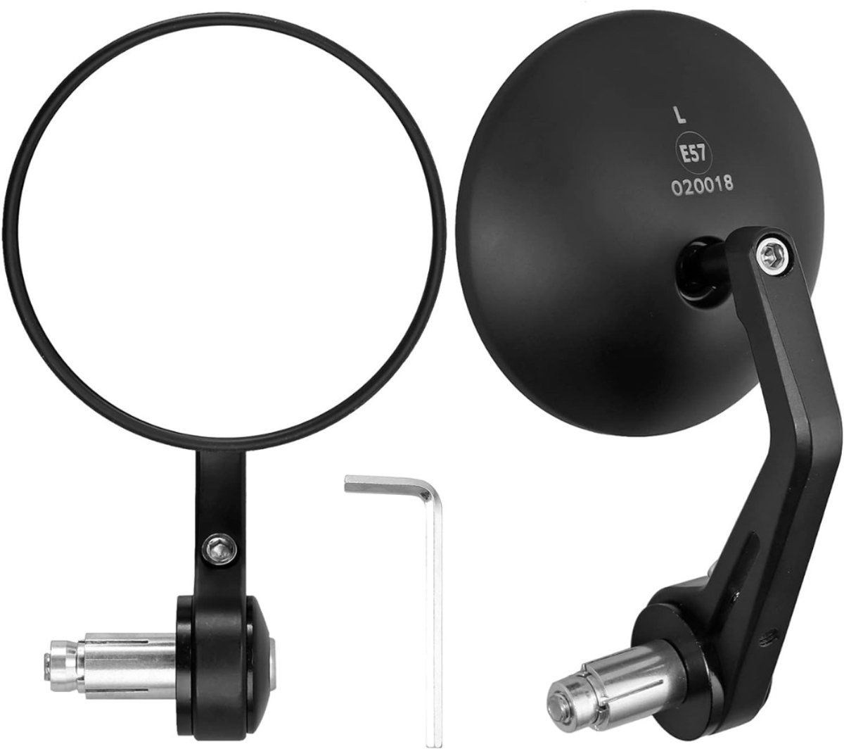 QUOVO® Bar End Spiegels - Motor Spiegels – 2 Stuks - Stuurspiegel – Scooterspiegels Universeel - Achteruitkijkspiegel Motor - Scooter Spiegels – Motorfiets & Scooter Accessoires - Zwart - 22cm x 21cm x 12cm