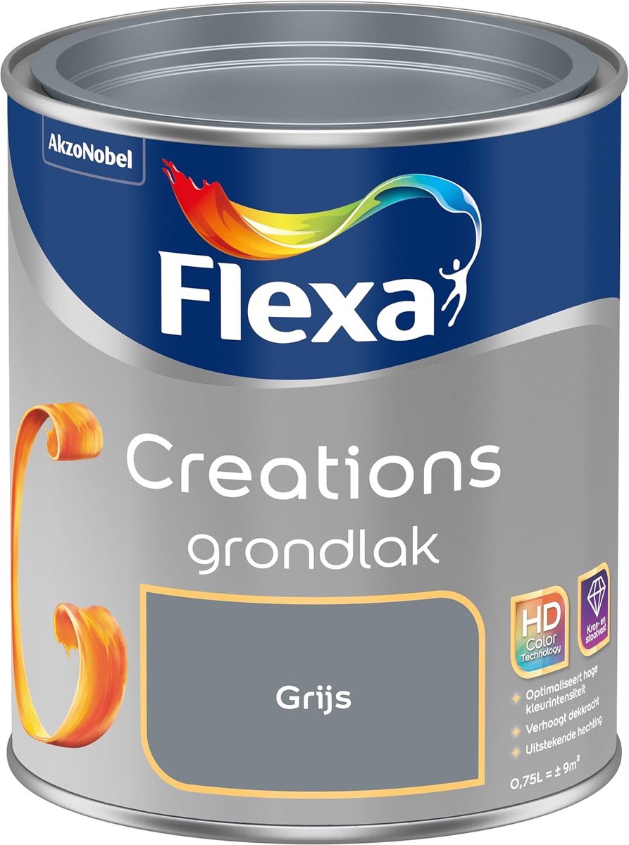 Verf 0.75 Liter - Grijs - Zijdeglans - Verhoogt de dekkracht - ShopVlot