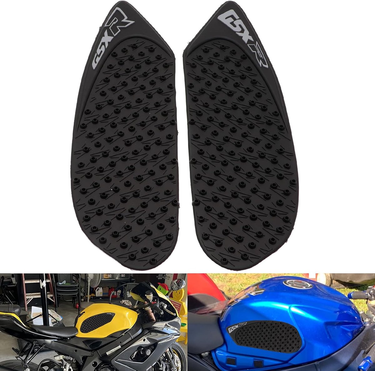Tankpad motorfiets 2 stuks vintage stickers zwart rubber voor tank biedt grip en bescherming voor knieën en zijkanten - ShopVlot