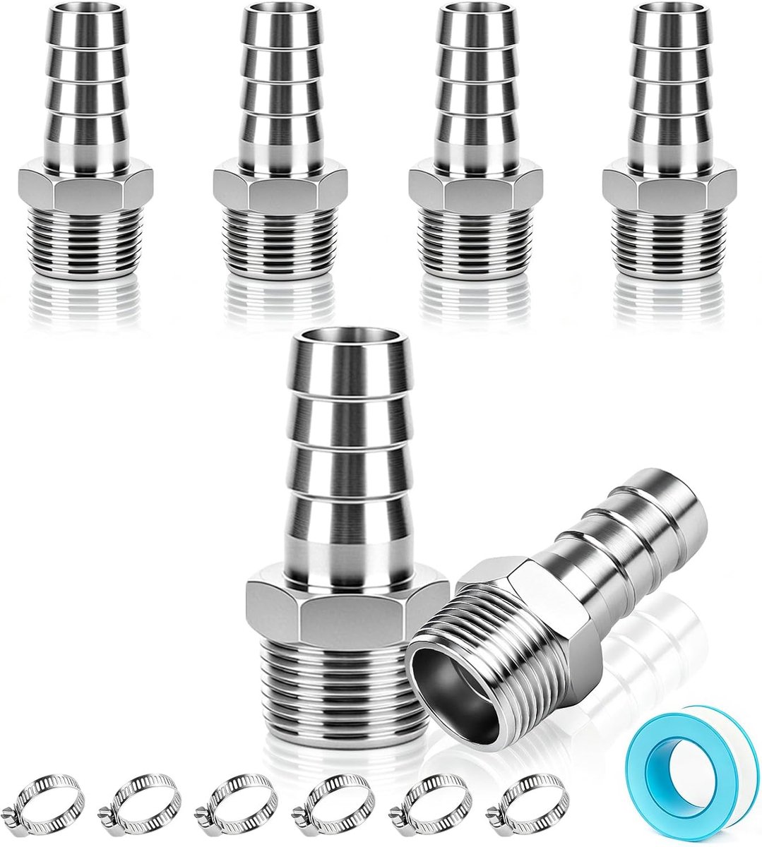 Slangtuit 304 roestvrij staal 3/4 inch AG - slangverbinder 19 mm - duurzame verbinding - voor brandstof- en waterslang - ShopVlot