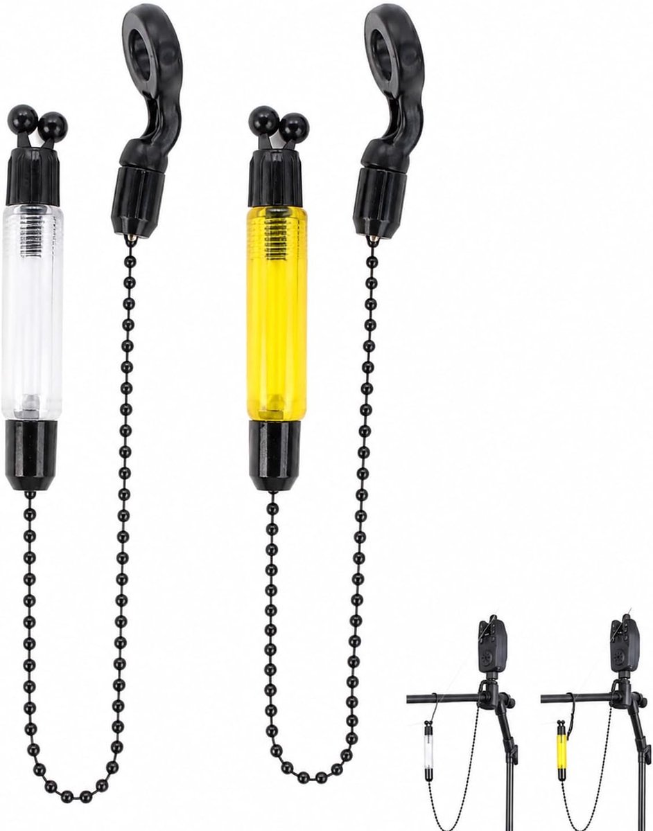 Beetmelder Swinger voor vissen - 2 stuks (wit/geel) - uitschuifbaar statief - ShopVlot