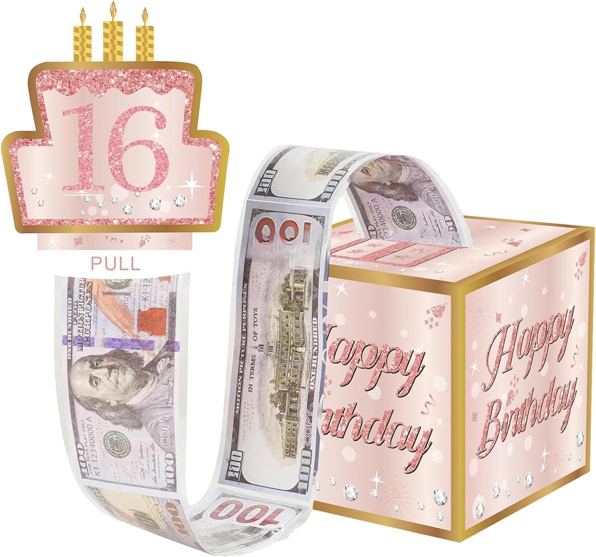 Geldgeschenkdoos verjaardag - roze - DIY verrassingsdoos - creatieve spaarpot voor ouders en vrienden - ShopVlot