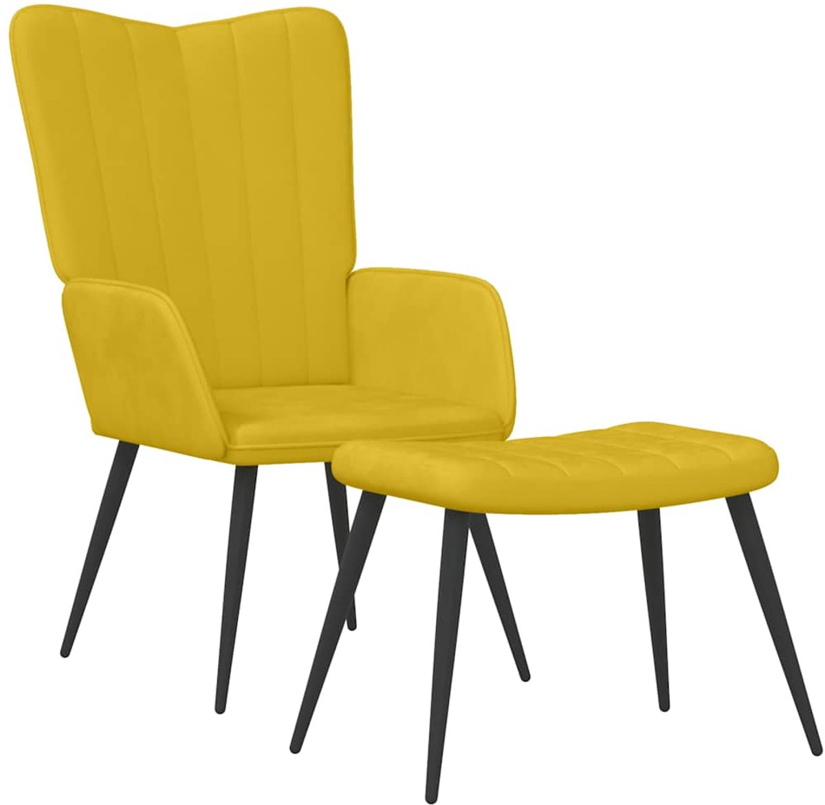 vidaXL Relaxstoel - met - voetenbank - fluweel - mosterdgeel