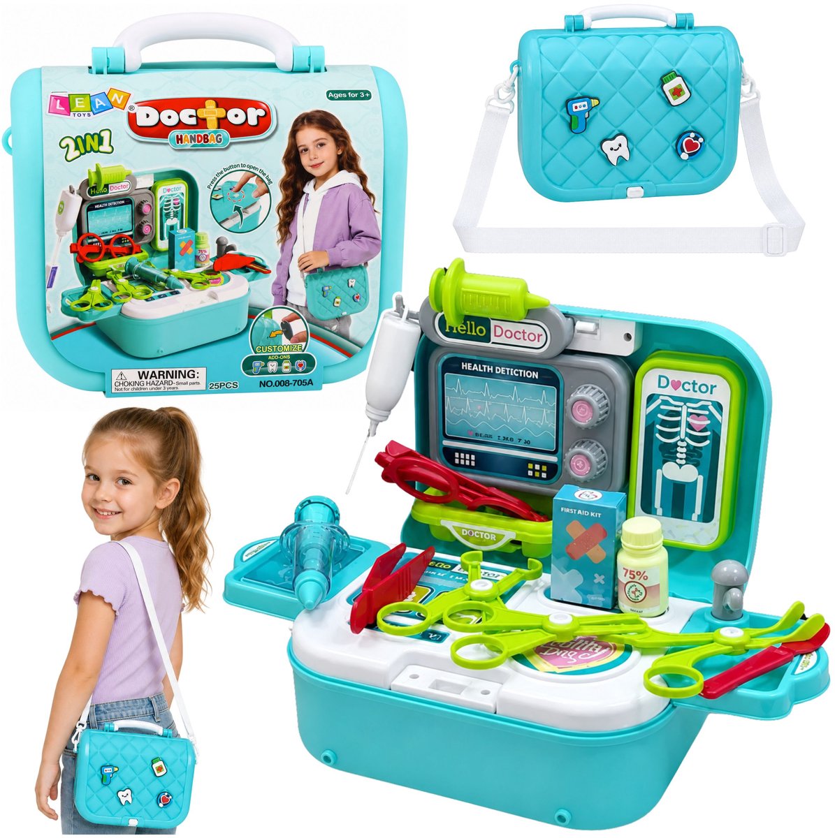 2-in-1 medische kit in een koffer Draagbare dokterspraktijkaccessoires Blauw