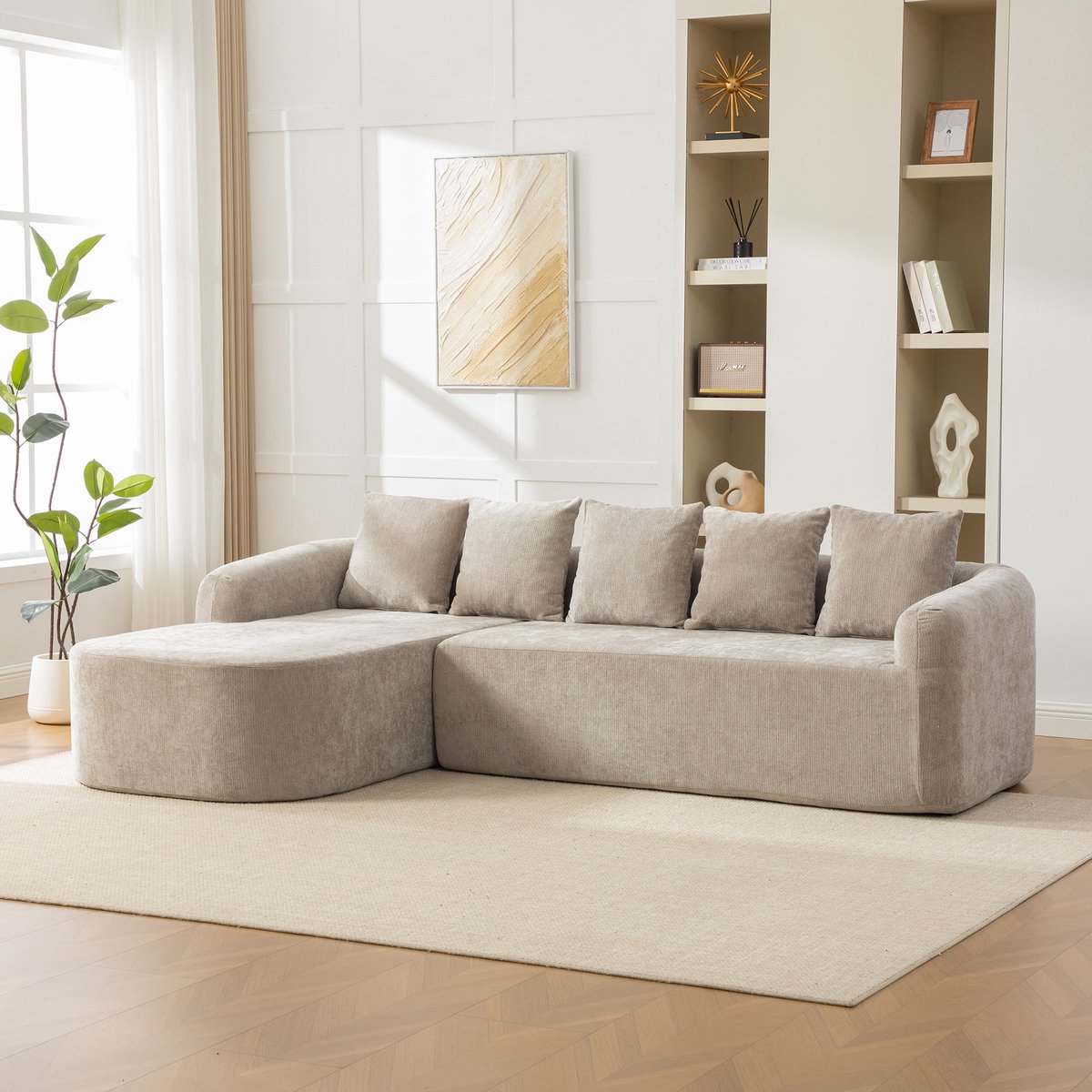 Modulaire Bank - Chenille Cloud Sofa Zonder Frame - Zachte Lounge Bank Met 30D Schuimvulling En Antislip Bodem - Compressie Sofa Zonder Montage Met Kussens Voor Woonkamer Appartement - Grijs