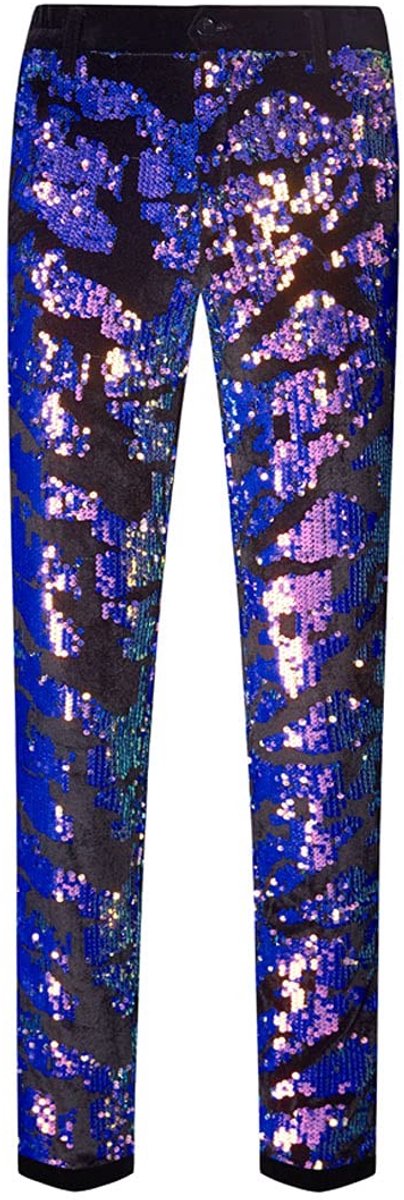 Solidchoice - Modevolle fluwelen broek met bloemmotief - Glanzende pailletten