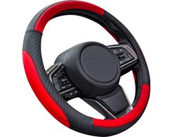 Zatooto Leather Steering Wheel Cover for Car Steering Wheel Cover 37 - 38 cm Non-Slip Universal Red - ShopVlot