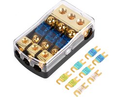 SWAWIS Mini ANL Fuse Holder 3-Way, With 0/4 Gauge Input and 4/8 Gauge Output, Fuse Box for 30A-100A Fuses, KFZ Fuse - ShopVlot