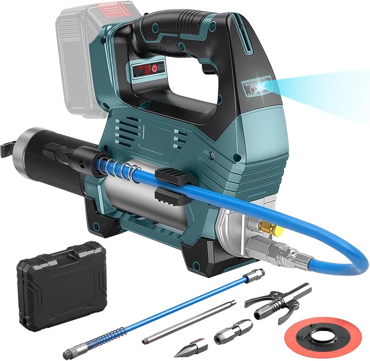 Elektrische vetpers voor Makita 18 V-21 V accu (zonder accu), 12000 psi accu vetperskit met ledlicht, lange slang - ShopVlot