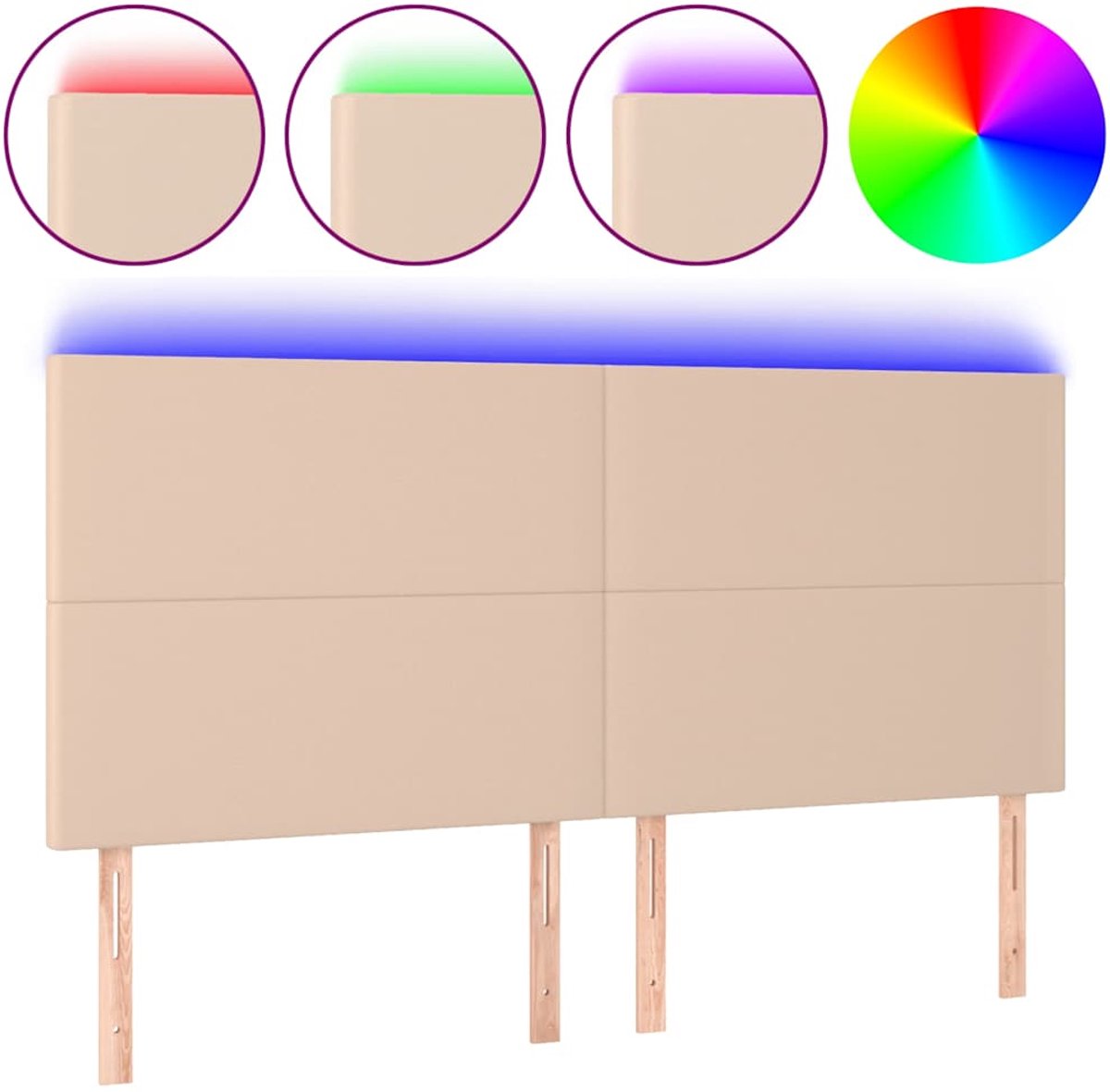 vidaXL Hoofdbord - LED - 180x5x118/128 - cm - kunstleer - cappuccinokleurig