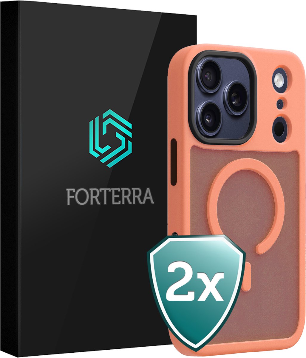 Hoesje 2 Stuks - Geschikt voor Apple iPhone 18 Pro Max - Magsafe Compatible - Sterk & Shockproof - Shock Proof Case - Back Cover - Telefoon Hoes - Perzik