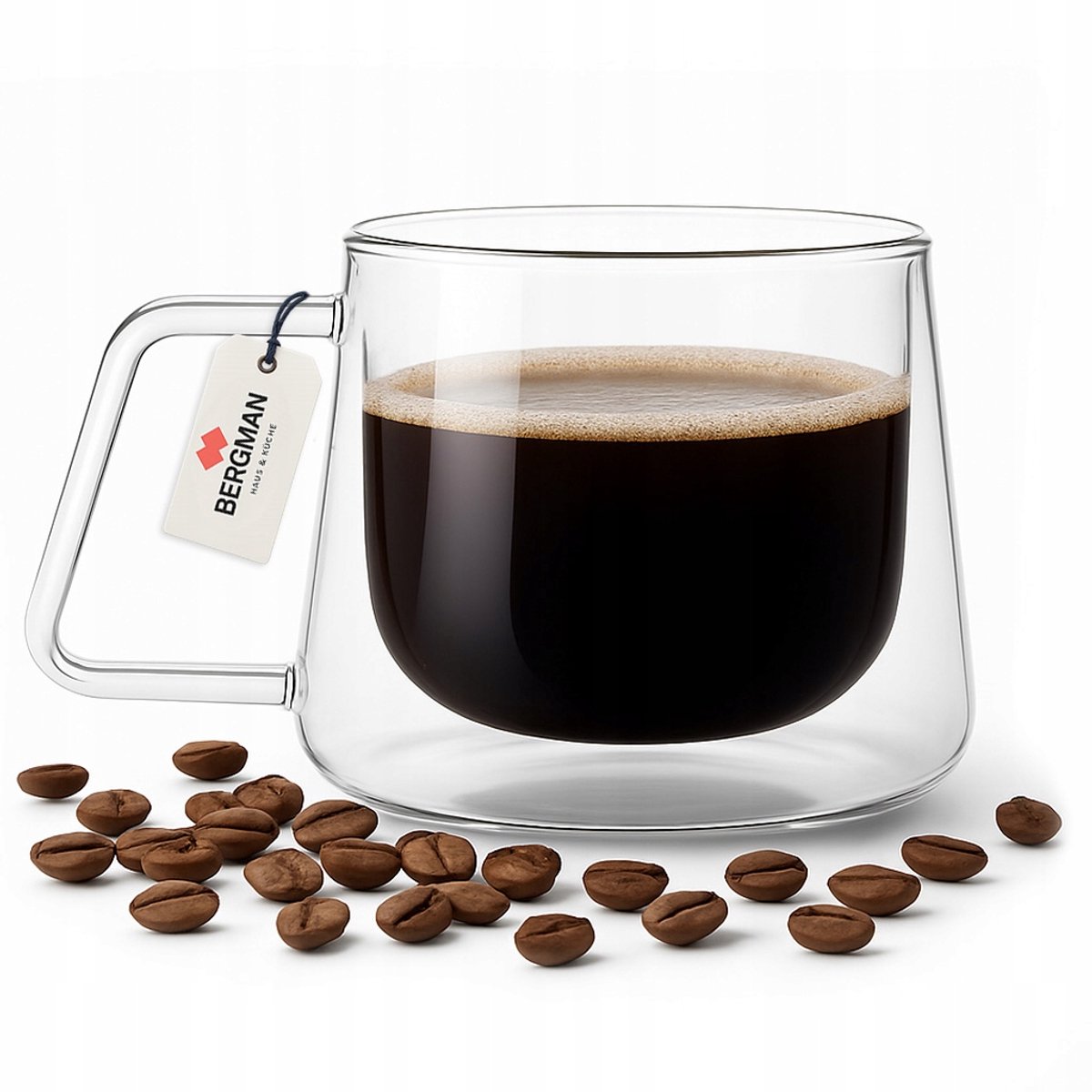 Bergman Thermische Glazen Mok met Oor - 200ml Dubbelwandig Borosilicaatglas