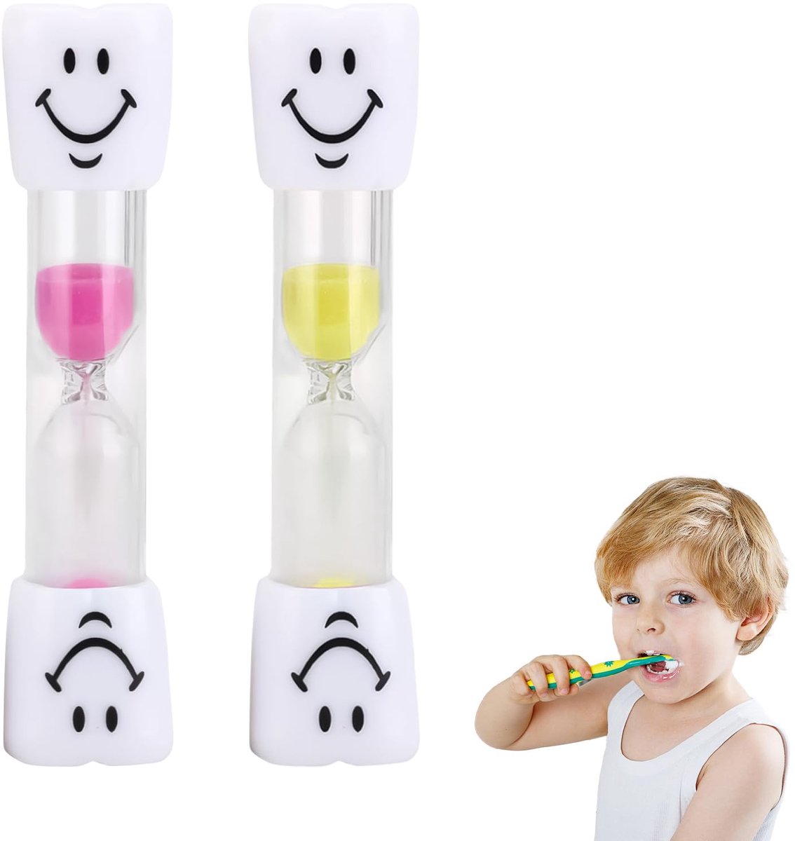 SnelShoppen - 2-delige zandloperset voor kinderen, zandloper voor tandenpoetsen, 3 minuten timer, veilig en duurzaam, kleurrijke zandlopers voor peute
