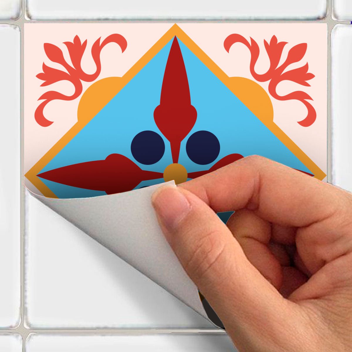 Ambiance Sticker Zelfklevende tegelmuurstickers voor keuken en badkamer - 60 cementtegelstickers, Azulejos Vulmina-stijl - 60 stickers, 10x10 cm Multi color