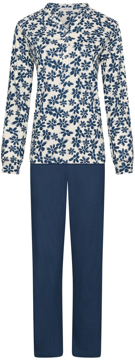 Pastunette - Nordic Bloom - Pyjama - Bio-Katoen - Wit/Blauw - Bloemen - Maat 54