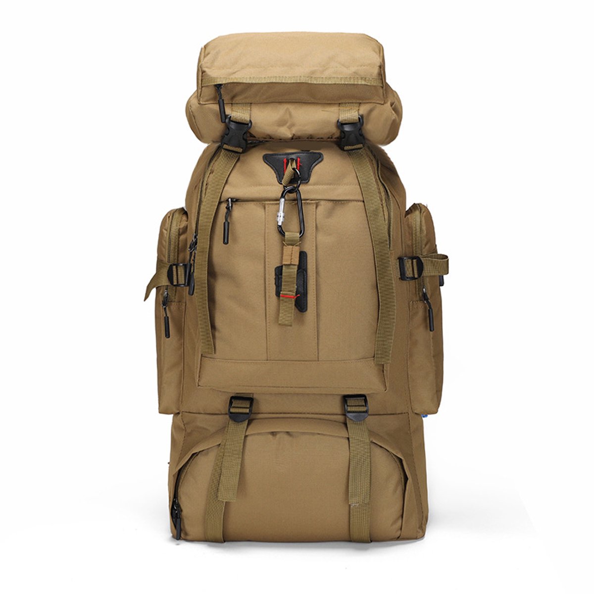 COVREO Outdoor rugzak 35x20x70 cm kaki nylon, 80L met USB-oplaadpoort